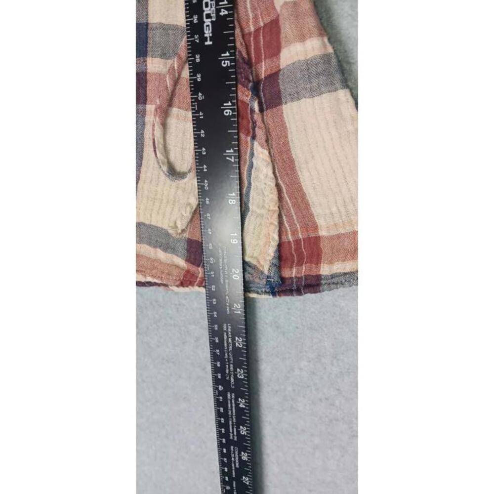 Blue Rain Anthropologie 3/4 Sleeve Wrap Shirt Womens Size XS Brown And Red Plaid - Picture 7 of 11